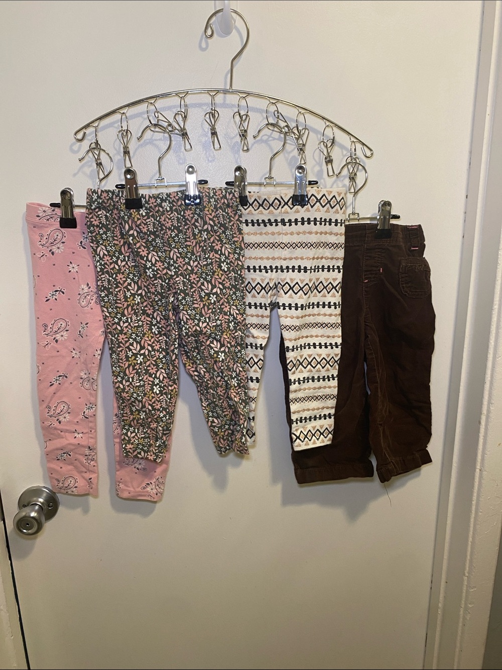 Girls' Pink, Floral, Cream & Brown Leggings Set